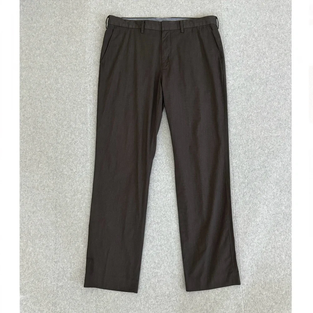 J Crew Pants Mens 34 X 32 Brown Black Micro Stripes Classic Fit Office Academia
